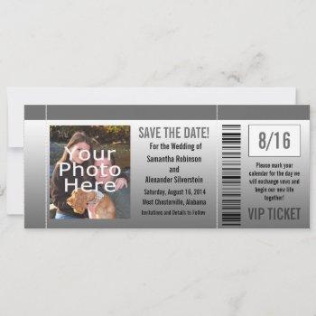 Small Gray Shades Photo Ticket Save The Date Front View