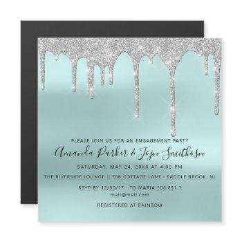 Small Gray Silver Spark Drips Baby Wedding Blue Magnetic Front View