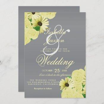 Small Gray Wedding Satin And Pastel Yellow Wedding Front View