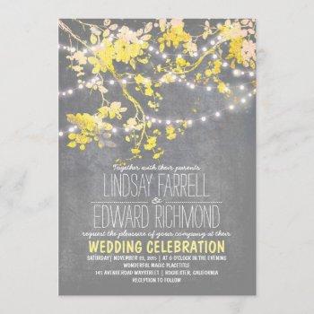 Small Gray Yellow Wedding  With String Lights Front View