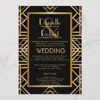 great gatsby inspired art deco wedding invitation