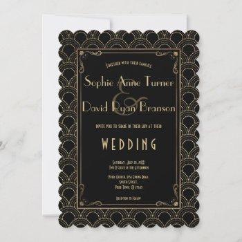 great gatsby vintage 1920s gold art deco wedding invitation