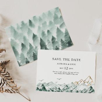 green and gold mountain horizontal save the date