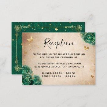 Small Green And Gold Rose Elegant Details Enclosure Card Front View