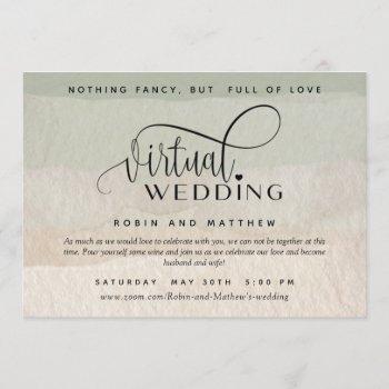Small Green And Tan Watercolor, Online Virtual Wedding Front View