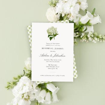 green and white hydrangea elegant rehearsal dinner invitation