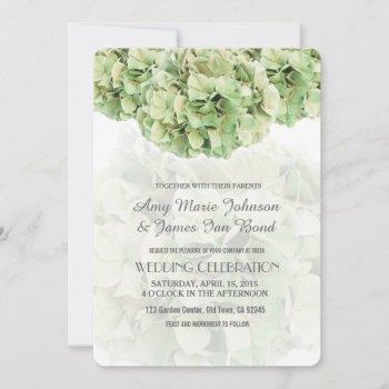 Small Green Hydrangea Spring Garden Wedding Invites Front View