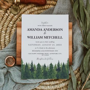 green pine forest wedding  invitation