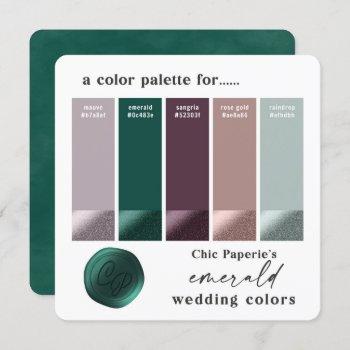 Small Green Purple Rose Gold Wedding Color Palette Front View