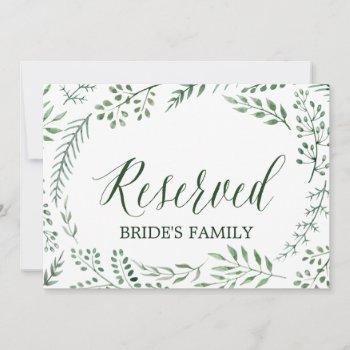 Small Green Rustic Wreath Wedding "reserved" Sign Front View