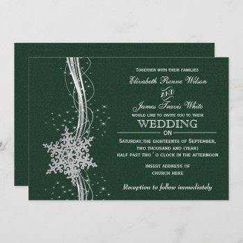 Small Green Silver Snowflakes Winter Wedding Front View