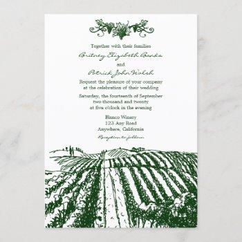 green tuscan winery vineyard wedding invitations