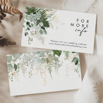 greenery and gold leaf wedding website enclosure card