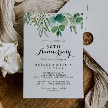 greenery eucalyptus 50th wedding anniversary invitation