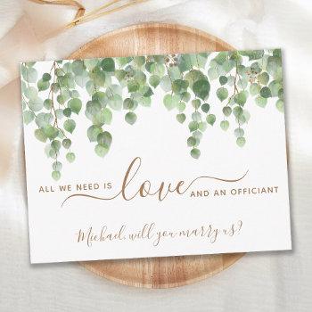 greenery eucalyptus will you marry us officiant  invitation