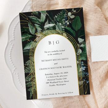 greenery garden, modern botanic arch wedding invit invitation