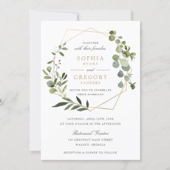 Small Greenery Gold Geometric Frame Elegant Wedding Front View