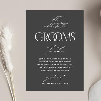 grooms wedding shower modern typography invitation