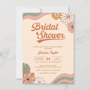 groovy retro 70s daisy floral bridal shower invitation