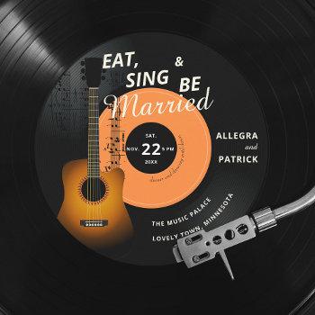 guitar vintage record music score musician wedding invitation