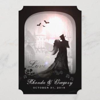 halloween elegant love silhouette wedding invite