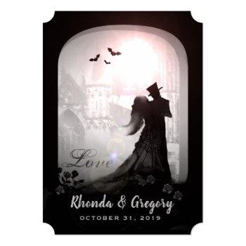 Small Halloween Elegant Love Silhouette Wedding Invite Front View