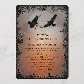 halloween ravens and hearts evermore wedding invitation