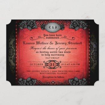 Small Halloween Red & Black Gothic Wedding Front View