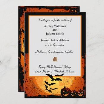 halloween wedding invitation flat card spooky bats