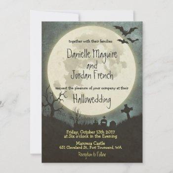 Small Halloween Wedding  With Moon, Cemetery Front View