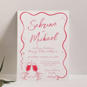 hand drawn curvy whimsical wedding invitation