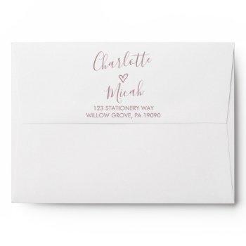 Small Hand Drawn Heart | Blush Pink Wedding  Envelope Front View