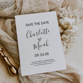 hand drawn heart save the date card