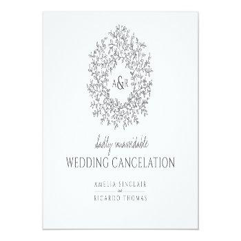Small Hand Drawn Leaf Wedding Cancelation Dark Gray Announcement Post Front View