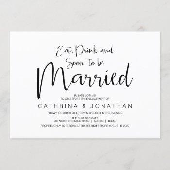 hand lettered, black script, engagement party invitation
