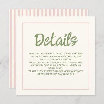 Small Handwriting Pastel Retro Wedding Details Front View