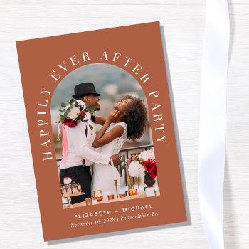 happily ever after arch photo wedding reception invitation