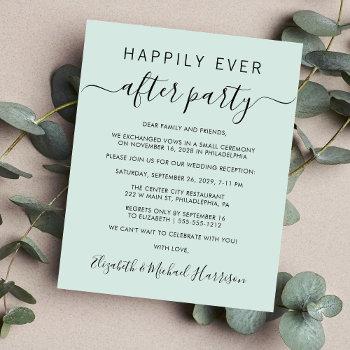 happily ever after party mint wedding invitation