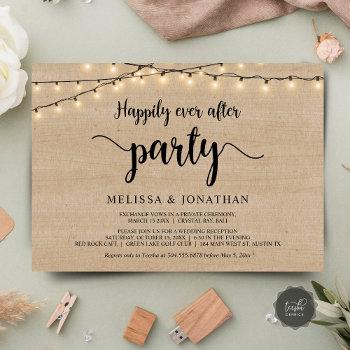 Small Happily Ever After Party, String Lights Elopement Front View