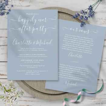 happily ever after party wedding vows dusty blue invitation