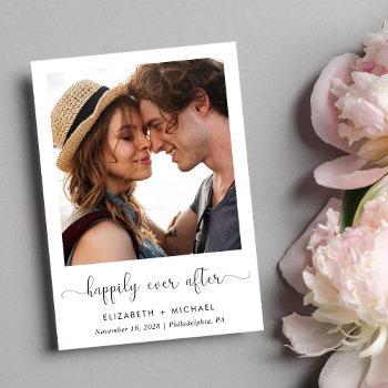 happily ever after photo qr code wedding reception invitation