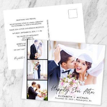 happily ever after photo wedding reception invitation postcard