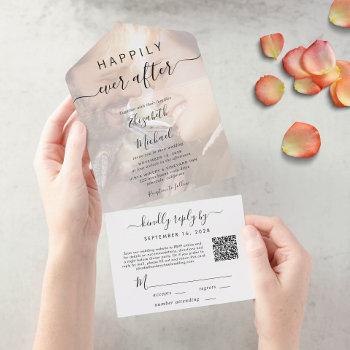 happily ever after qr code photo wedding all in one invitation