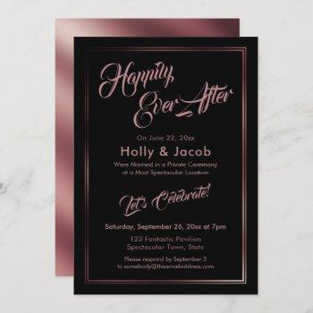 Small Happily Ever After Rose Gold Over Black Reception Front View