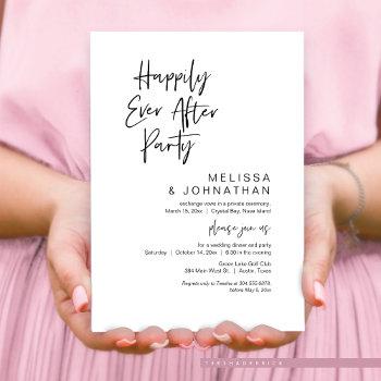 happily ever after, wedding elopement party invitation