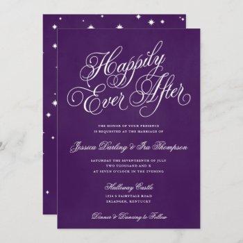 happily ever after wedding invitation royal purple