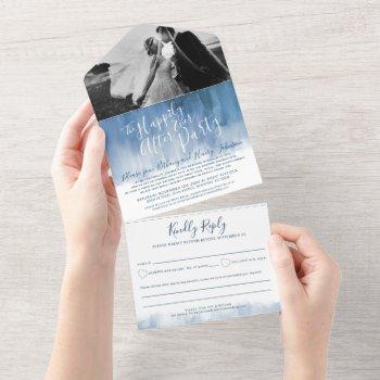 Small Happily Ever After Wedding Party Photo Dusty Blue All In One Front View