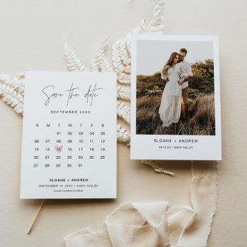 Small Harlow Calendar Save The Date Minimalist Wedding Front View
