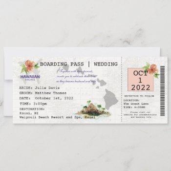 hawaii boarding pass ticket wedding invitation