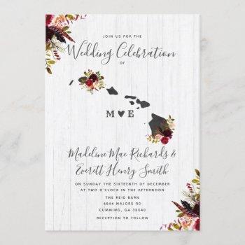 hawaii state chic destination floral wedding invitation